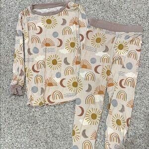 Little Sleepies Neutral Multi Sun & Rainbow Pajama Set